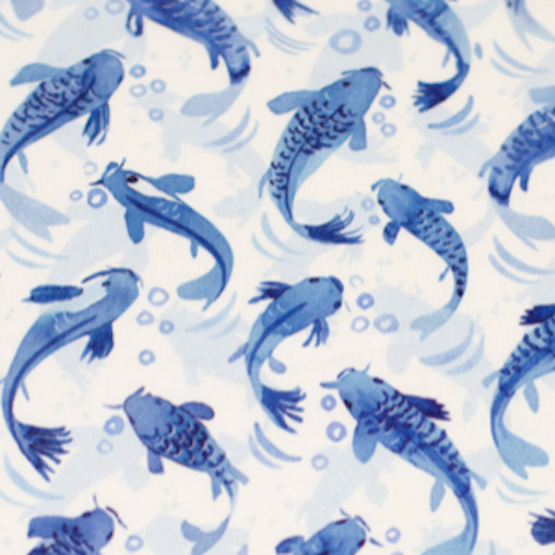 Blue and white fish pattern on white background - Zip Back Bodysuit