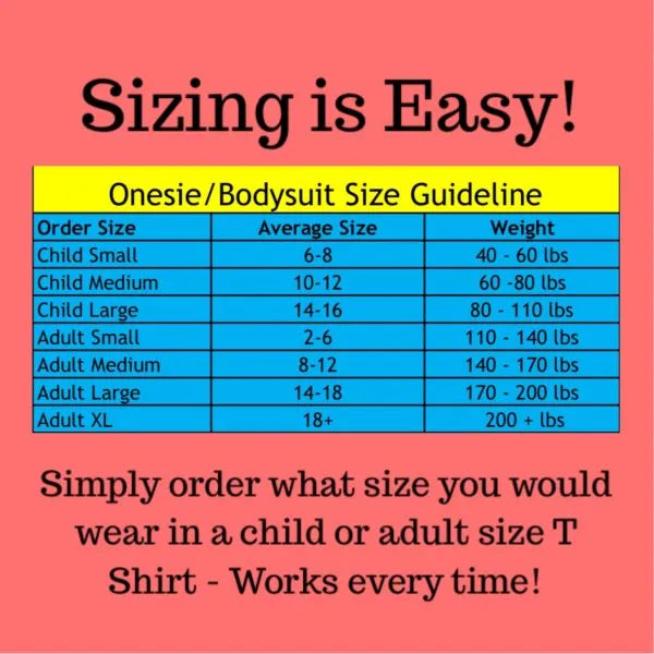 Special Needs Tank Top Onesies Sizing Chart