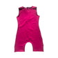 A pink one-piece swimsuit with black trim, perfect for a stylish and comfortable beach day