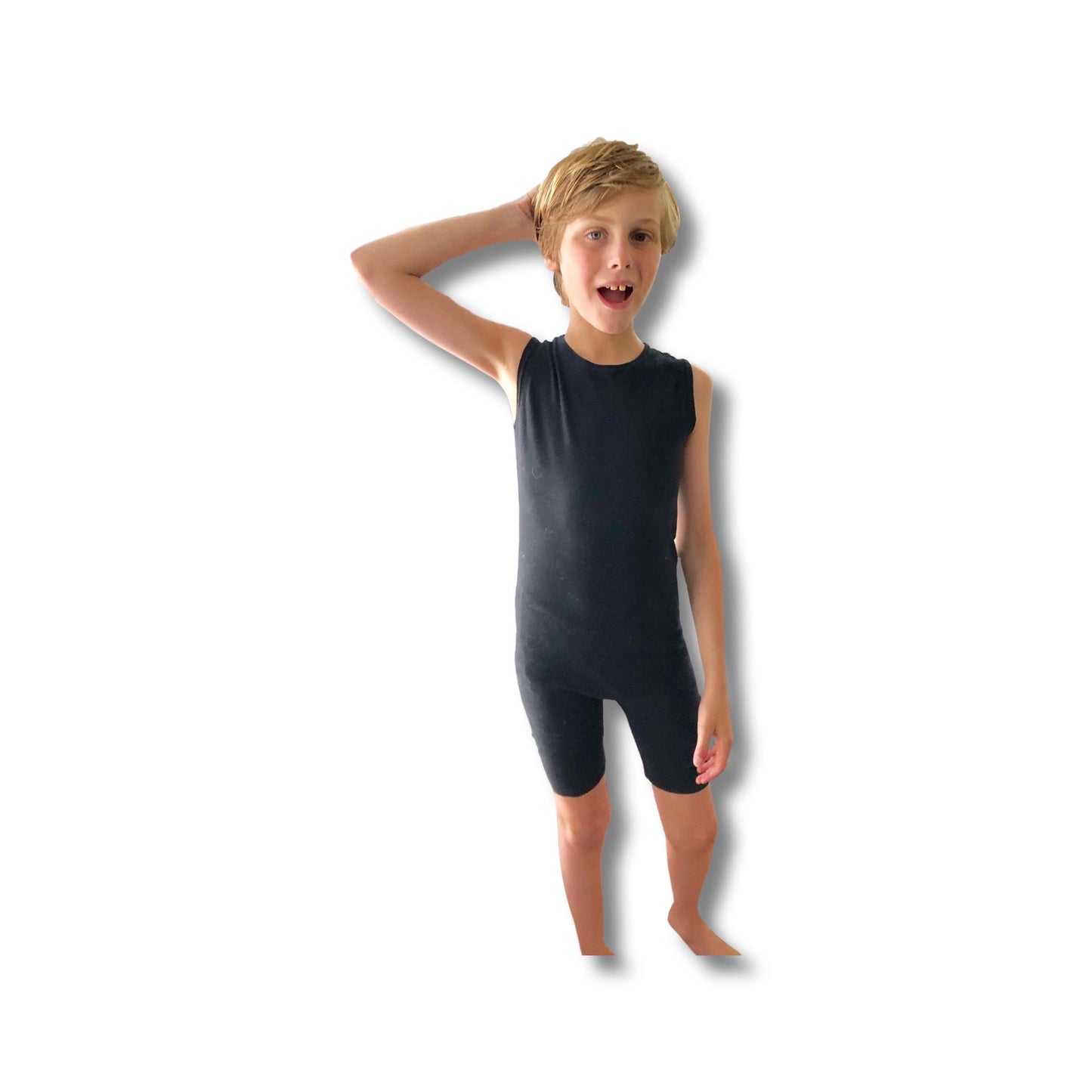 Black Special Needs Shorts Zip Back Bodysuit